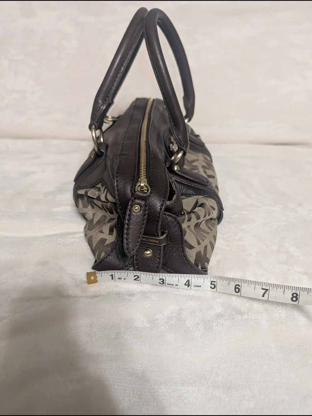 Michael Kors Brown and Tan MK Logo Gansevoot Satchel